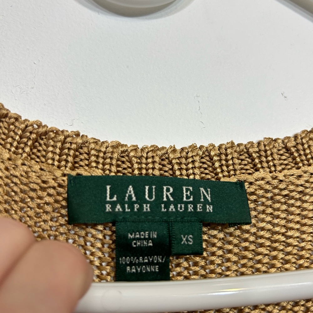 Ralph Lauren Gold Metallic Sweater Tank Women’s Size XS - Picture 4 of 5